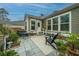 Enjoy outdoor living on this lovely patio, surrounded by lush plants and manicured landscaping at 206 President Cir, Summerville, SC 29483