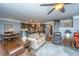 Open living room with view to the kitchen and stairway at 206 President Cir, Summerville, SC 29483