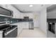 Modern kitchen featuring white cabinets, stainless steel appliances, and dark backsplash at 312 Mary Scott Dr, Goose Creek, SC 29445