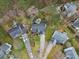 Aerial view of a landscaped home with a long driveway and mature trees at 3216 Rose Walk Ct, Mount Pleasant, SC 29466