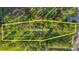 Aerial view of a fantastic dog park with mature trees and a designated play area, enclosed by a yellow line at 352 Great Lawn Dr, Summerville, SC 29486
