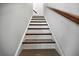Modern staircase with hardwood steps and a simple, elegant design at 352 Great Lawn Dr, Summerville, SC 29486