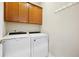 Practical laundry room featuring overhead wooden cabinets and white washer and dryer at 402 Switchgrass Dr, Summerville, SC 29486