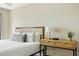 Bedroom featuring a padded headboard, sleek side table, and modern decor at 4993 Lake Palmetto, North Charleston, SC 29418