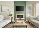 Cozy living room with fireplace, mounted TV, and comfortable seating arrangement at 4993 Lake Palmetto, North Charleston, SC 29418
