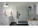 Modern bathroom featuring a walk-in shower, soaking tub, and sleek fixtures at 6917 Tanner Hall Blvd, Hanahan, SC 29410