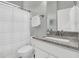 Bright bathroom featuring granite countertop, white cabinets, and shower with curtain at 714 Battery Edge Dr, Summerville, SC 29486