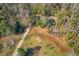 An aerial view of a property's driveway access, highlighting its spacious lot with mature trees and natural surroundings at 7537 Parkers Ferry Rd, Adams Run, SC 29426