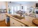 Kitchen sink area featuring granite countertop and views to the dining and living area at 10 Toms Turnaround Cir, Edisto Island, SC 29438
