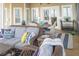 Screened porch with wicker furniture, ceiling fan, and views of the patio table at 10 Toms Turnaround Cir, Edisto Island, SC 29438
