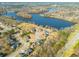 Beautiful real estate aerial view of a lake community and its surrounding area at 129 Isherwood Dr, Goose Creek, SC 29445
