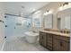 Beautiful bathroom featuring a large tub, a walk-in shower, and dual sinks at 1502 Checker Ct, Mount Pleasant, SC 29466