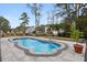 Kidney-shaped pool in private backyard, surrounded by lush landscaping and a stone tile patio at 2786 Parkers Landing Rd, Mount Pleasant, SC 29466