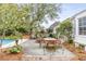 Spacious backyard with a pool, patio, fire pit, and lush greenery at 521 London Bridge Rd, Mount Pleasant, SC 29464