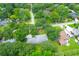 This aerial view showcases a property with mature trees, green lawns, and surrounding homes in a quiet neighborhood at 652 E Hobcaw Dr, Mount Pleasant, SC 29464