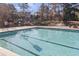 Outdoor community pool with a diving area, surrounded by trees and a picnic table at 7806 Park Gate Dr, North Charleston, SC 29418