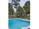 A pool with a slide and palms is a backyard oasis at 1915 Sweetfern Rd, Hanahan, SC 29410