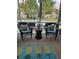 Relaxing screened porch with stylish seating area overlooking the sparkling backyard pool at 1915 Sweetfern Rd, Hanahan, SC 29410