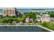 Scenic aerial view of a charming waterside community with lush greenery and various architectural styles at 47 Ashley Ave, Charleston, SC 29401