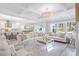 Airy living room with coffered ceilings, neutral tones, large windows, and seamless flow into the kitchen at 606 Dunswell Dr, Summerville, SC 29486