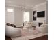 Bright living room with fireplace, chandelier and lots of natural light at 80 Smith St, Charleston, SC 29401
