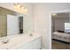 Bathroom featuring double sinks with white cabinets and a large mirror, offering ample space and storage at 109 Presidio Bnd, Summerville, SC 29483