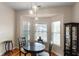 Cozy dining area with wood floors, pendant lighting, and a view of the bay window at 109 Presidio Bnd, Summerville, SC 29483