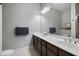 Bathroom with large vanity and double sinks, granite countertop, and plenty of storage at 145 Pier View St # 403, Charleston, SC 29492