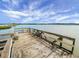 Rustic wooden dock with built-in benches offers a perfect spot to relax and enjoy the serene water views at 1721 Pimlico Blvd, Moncks Corner, SC 29461