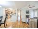 Comfortable open-concept living room features a fireplace and seamless access to kitchen at 700 Daniel Ellis Dr # 13302, Charleston, SC 29412