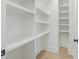 Bright walk-in pantry featuring ample storage with white shelves on all sides, great for organization at 7527 Ladys Secret Ln, Awendaw, SC 29429