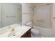 A bathroom with a combination tub and shower, a toilet, and a vanity with mirror at 1051 Wayfarer Ln, Charleston, SC 29412