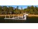 Dock sitting on the water with a wooded backdrop at 1468 Alligator Creek Ct, Awendaw, SC 29429
