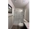 Bathroom featuring a glass enclosed shower, toilet, vanity and modern fixtures at 291 Sea Cloud Cir # 291, Edisto Island, SC 29438