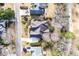 Overhead view of brick home's location on well-manicured lot at 3334 Merion Pl, Mount Pleasant, SC 29466