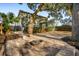 An expansive backyard featuring a paver patio with fire pit, mature trees, and lush lawn at 3920 Hanoverian Dr, Mount Pleasant, SC 29429