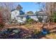 Exterior shot of the backyard featuring the home, pond, and pathway at 133 Stephanie Cir, Summerville, SC 29483