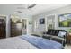 Bright bedroom with a decorative throw, a small sofa, and ample natural light from two windows at 17 Trumbo St, Charleston, SC 29401