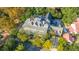 Birds-eye view of luxury home featuring mature landscaping and a stylish architectural design with prominent gables at 186 N Shelmore Blvd, Mount Pleasant, SC 29464