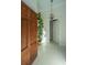 Inviting foyer features light walls, chandelier, and a lush potted plant next to the dark paneled entry door at 186 N Shelmore Blvd, Mount Pleasant, SC 29464