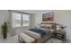 Bright bedroom featuring a large window, stylish bedding, and beach-themed wall decor creating a serene atmosphere at 200 Belfort Place, Summerville, SC 29486