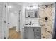 Stylish bathroom featuring a vanity with modern fixtures and a walk-in shower at 2395 Folly Road # 4H, Folly Beach, SC 29439