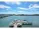 Aerial shot of a community dock and marina providing convenient access to boating and waterfront activities at 2395 Folly Road # 4H, Folly Beach, SC 29439