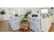 Cozy living area with striped furniture, fireplace, and wood floors at 27 22Nd Ave, Isle of Palms, SC 29451