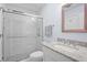 Elegant bathroom with a glass-enclosed shower, granite countertop, and modern fixtures, for spa experience at 2784 Hidden Oak Dr, Seabrook Island, SC 29455