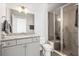 Modern bathroom featuring a glass shower and granite countertops at 2942 Clearwater Dr, Mount Pleasant, SC 29466