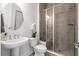 Modern bathroom featuring a glass-enclosed shower and stylish fixtures at 2942 Clearwater Dr, Mount Pleasant, SC 29466