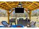 Covered outdoor kitchen with a grill, a ceiling fan, a television, and comfortable seating at 409 Spruce Ivy St, Moncks Corner, SC 29461