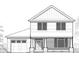 Detailed architectural drawing of a two-story home with a front porch and attached garage at 5806 Beverly Dr, Hanahan, SC 29410