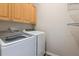 The laundry room features a modern white washer and dryer, and overhead cabinets at 8153 Governors Walk, North Charleston, SC 29418